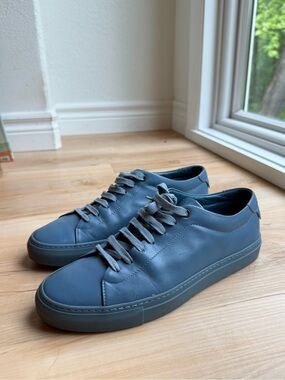 Good Man Brand Men's Leather Low-Top Sneakers in Slate Blue